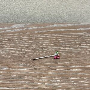 Cherry Crystal Stick Pin Hair Accessory - Pink and Green